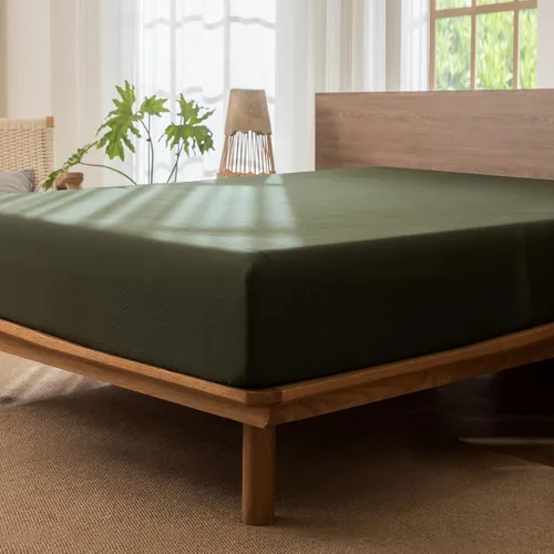 Miniatura 4 de MooMee Sábana bajera ajustable de solo 100% algodón lavado con textura parecida al lino, transpirable, duradera, suave, cómoda, bolsillo profundo
