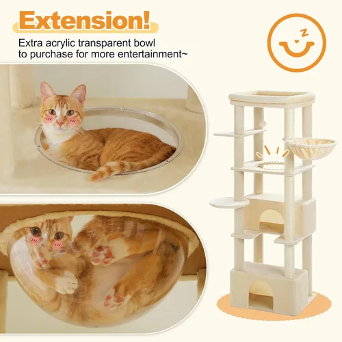 Miniatura 3 de PEQULTI Árbol para gatos grandes de 68 pulgadas para gatos grandes, torre alta para gatos grandes de interior con percha superior extragrande