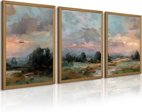 Miniatura 15 de Arte de pared de bosque brumoso, arte de pared de abeto, paisaje natural, lienzo, impresiones abstractas de bosques, pintura de granja, póster