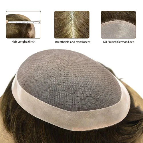 Miniatura 2 de FACE MIRACLE - Tupé para hombre, duradero, fino, mono, pieza de pelo para hombre, sistema de reemplazo de cabello humano, monofilamento NPU