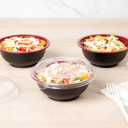 Miniatura 9 de Restaurantware Tazones de plástico para alimentos de 18 onzas, 200 recipientes desechables con tapa, aptos para Mircowave, sin BPA, cuencos