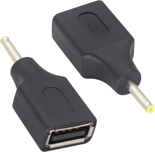 Miniatura 3 de Paquete de 2 adaptadores de corriente CC de 2.5 × 0.028 in a USB CC USB 2.0 A hembra a CC 2.5 × 0.028 in macho 5 V CC conector de barril de carga