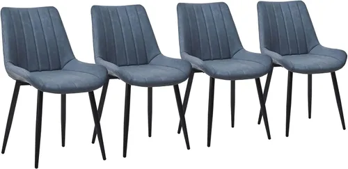 Miniatura 17 de CLIPOP Juego de 2 sillas de comedor, sillas de comedor de piel sintética con asiento tapizado, cojín cómodo con respaldo alto, patas de metal, silla