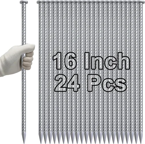 Miniatura 15 de VVOKGO - Juego de estacas de refuerzo de 24 pulgadas, estacas de forma recta para concreto, resistentes (8 piezas), estacas de acero de metal
