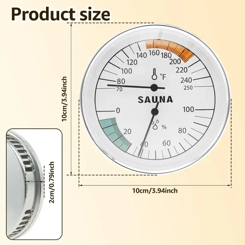 Miniatura 7 de Termómetro de sauna 2 en 1 Fahrenheit, higrómetro para sala de sauna, monitor de temperatura de humedad interior, accesorios de sauna centígrados