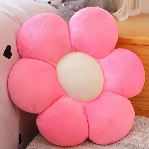 Lannery Cojín de flores de felpa, cojín de piso para sentarse en forma de flor, juguete para leer, habitación, ver la televisión (19.7", Rosa-1)