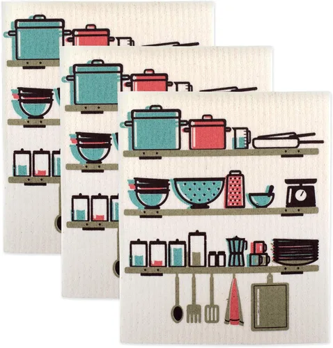 Miniatura 35 de DII Paños suecos para cocina y limpieza, reutilizables, lavables a máquina y aptos para lavavajillas, biodegradables, 7.75 x 6.75, limones, 3