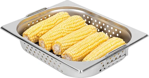 Miniatura 16 de Restaurantware Met Lux - Bandeja perforada para mesa de vapor, tamaño medio, 4 pulgadas de profundidad, asas plegables, antiatascos, acero