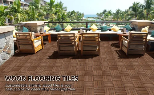 Miniatura 6 de Yaheetech 55 azulejos de terraza de patio entrelazados de madera compuesta de madera para cubierta de pisos de madera de 12 x 12 pulgadas, madera