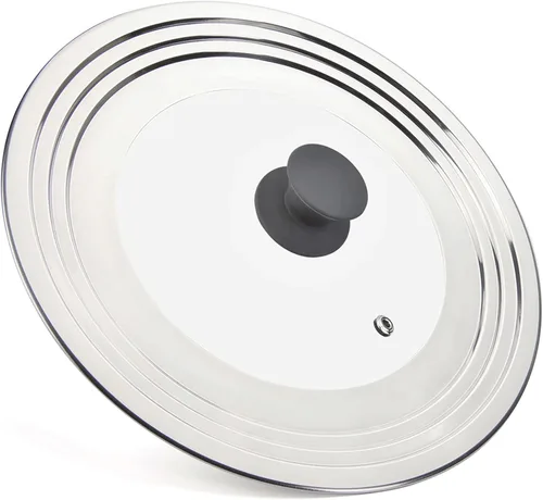 Miniatura 9 de Tapa universal para ollas y sartenes, talla única para ollas de 8.25 a 12 pulgadas, sartenes y sartenes woks, tapa de repuesto con mango de silicona