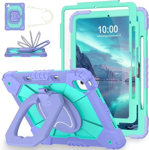 Miniatura 11 de WESOROL Funda para iPad Air de 13 pulgadas M4/M3/M2 2026/2025/2024 con soporte para lápiz, protector de pantalla, soporte giratorio de 360°, funda