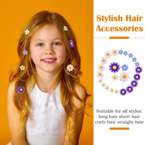 Miniatura 5 de BBTO 24 pinzas pequeñas para el pelo de flores para niñas y mujeres, horquillas pequeñas para el pelo de boda, dama de honor, novia, accesorios
