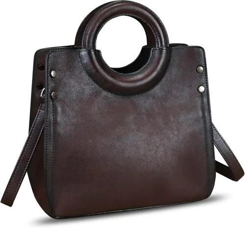 Bolsos de cuero genuino para mujer, bolso de mensajero de moda vintage de cuero real, bolso de hombro, bolso cruzado