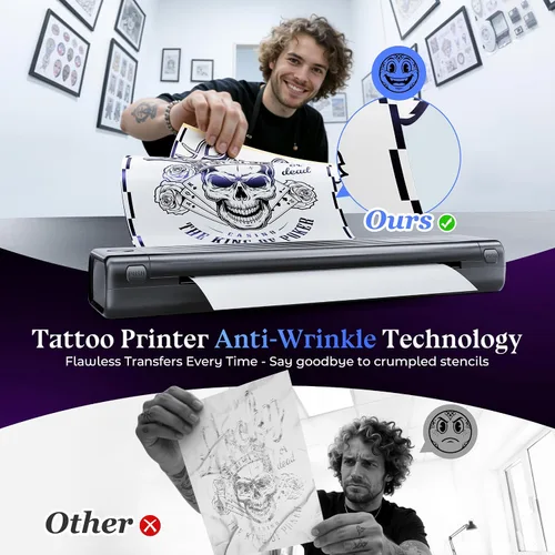 Miniatura 7 de Itari A886 Tattoo Stencil Printer Bluetooth with 100 Sheets Paper, Stencil Printer Transfer Kits for Beginners and Artists, Thermal Printer Tattoo