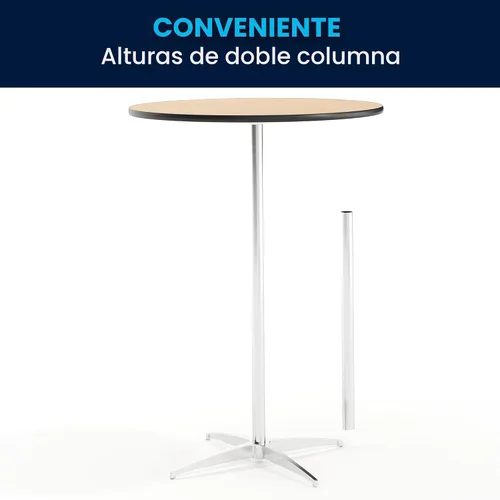Miniatura 9 de Mesa de cóctel Flash Furniture redonda de madera con columnas de 30 y 42 pulgadas, Negro