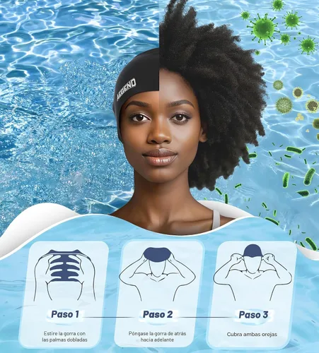 Miniatura 6 de Aegend - Gorros de natación para cabello largo, gorras de natación de silicona duraderas para mujeres, hombres, adultos, jóvenes, fáciles de poner