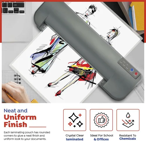 Miniatura 3 de Bolsas de laminación de 5 mil con esquinas redondeadas Tamaño de marcador 2-3/8 pulgadas x 8-1/2 pulgadas Acabado brillante Adhesivo premium