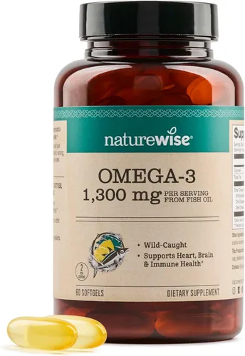 NatureWise Ultra Omega 3 Aceite de Pescado 2200 mg – Equivalente a 1300 mg Omega-3 - Forma Triglicérido - Sabor a Limón - Aceite de Pescado de Aguas