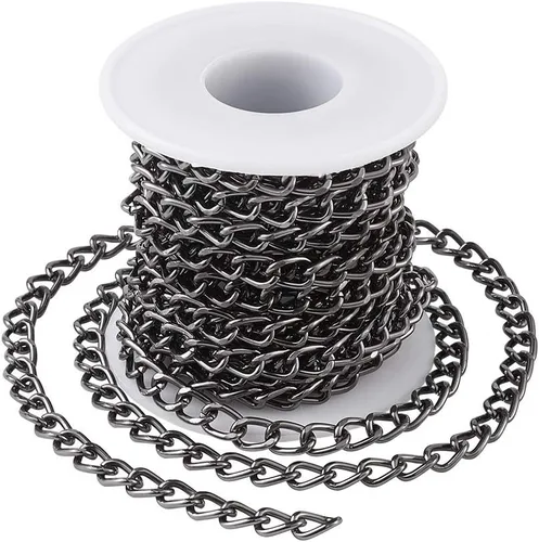 Miniatura 12 de FASHEWELRY Cadena de eslabones de aluminio de 16.4 pies sin soldar, rollo de cadenas de eslabones dorados con carrete para hacer collares, joyas