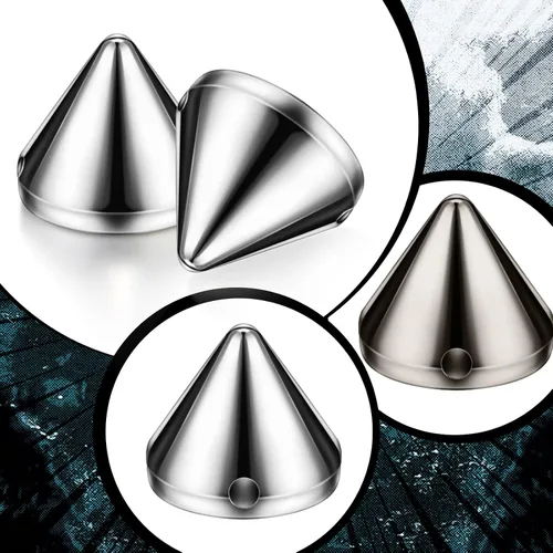 Miniatura 2 de 200 piezas de espigas de cuentas con cono de bala para coser, pegamento, pulseras de costura (negro, plateado)