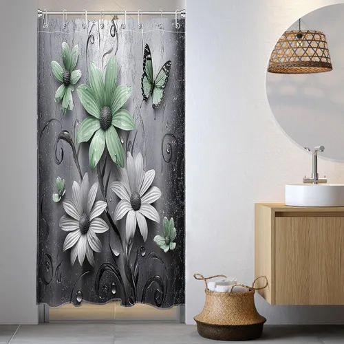 Miniatura 7 de LB Get Naked - Cortina de ducha pequeña de 48 x 68 pulgadas, forro de cortina de ducha de tamaño medio azul y rosa, cortinas de ducha estrechas