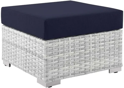 Miniatura 25 de Modway Convene - Otomana rectangular de mimbre para patio al aire libre, color gris claro