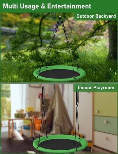 Miniatura 4 de Juego de columpio de árbol de platillo de 40 pulgadas de diámetro para niños y adultos, asiento de columpio volador ajustable para patio trasero