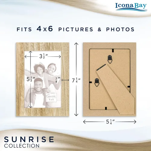 Miniatura 2 de Icona Bay - Portarretratos marrón ceniza de 4 x 6 pulgadas - Compuesto de madera maciza pintada de una pieza, casa de campo moderna - Colección
