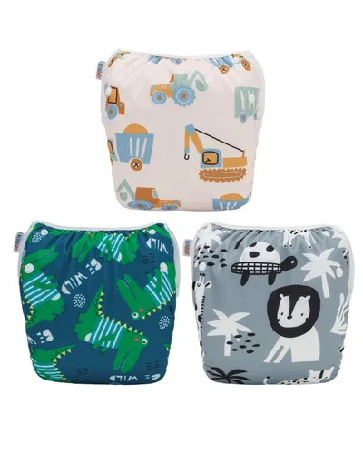 Miniatura 116 de Alva, Pañales de bebé para nadar, paquete de 2 unidades, talle único, reutilizable, lavable y ajustable de 0 a 36 meses. Tamaño de 10 a 40 lbs