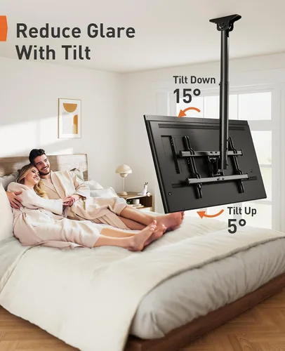 Miniatura 4 de Perlegear - Soporte de pared para TV de techo, soporte de TV colgante para televisores planos o curvos de 37 a 75 pulgadas hasta 45 kg, soporte