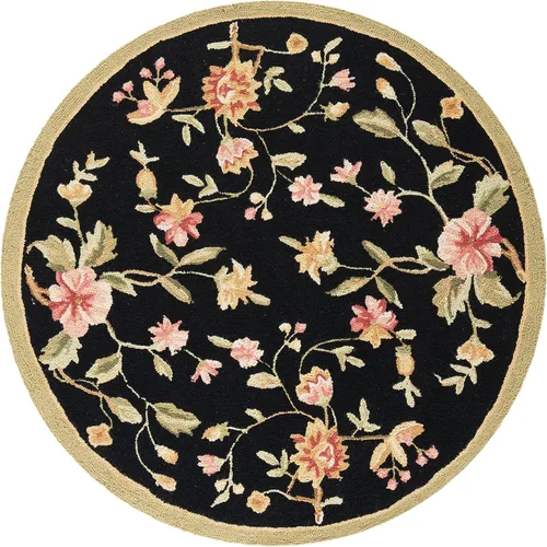 Miniatura 18 de SAFAVIEH Chelsea Collection - Alfombra decorativa de 1 pies 8 pulgadas x 2 pies 6 pulgadas, color negro, lana de campo francesa enganchada a mano