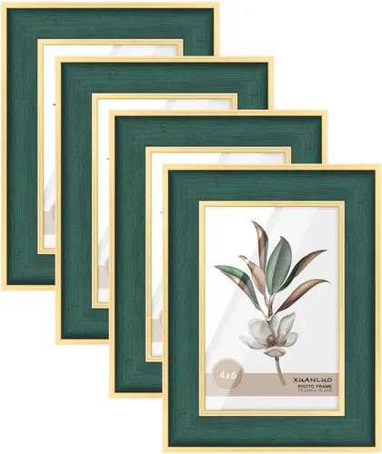 XUANLUO Paquete de 4 marcos de fotos rústicos de granja con vetas de madera envejecida, para exhibir imágenes, mesa o decoración de pared