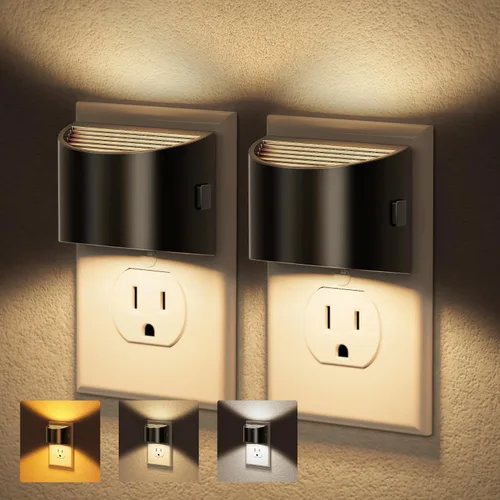 Miniatura 18 de JandCase Luz nocturna, luces nocturnas automáticas enchufables a la pared, paquete de 2 luces nocturnas modernas con sensor de luz automática, luz