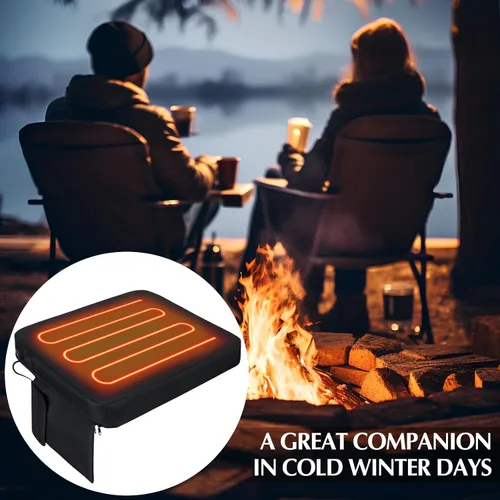 Miniatura 4 de Thyle 2 Piezas Cojín de Asiento Calefactado Portátil Sin Respaldo para Estadio, Almohadilla de Asiento Impermeable Sin Respaldo, Alimentación USB