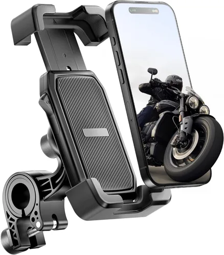 Delobon Soporte de teléfono para motocicleta, soporte para teléfono de bicicleta, [actualización 2025] Soporte de teléfono para scooter con una sola