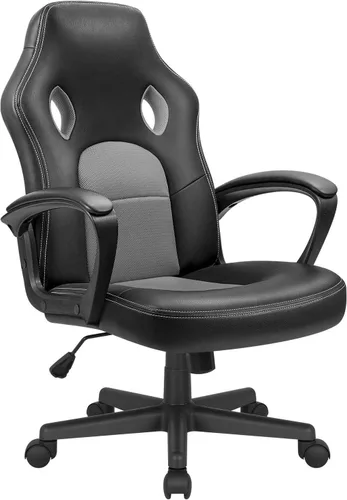 Miniatura 9 de Silla ejecutiva de piel para oficina, sala de conferencias o videojuegos con respaldo alto, ergonómica, ajustable., Blanco