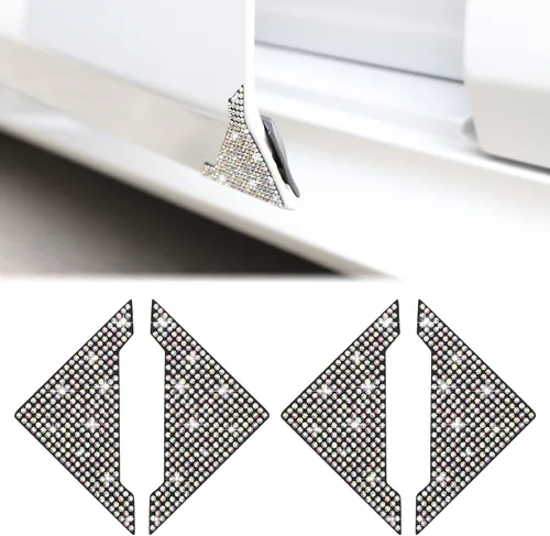TOMALL Protectores de borde de esquina de puerta de automóvil, 4 unidades, con diamantes de imitación brillantes, antiarañazos, calcomanía para AB