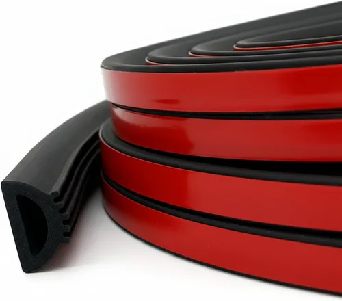 Miniatura 10 de Pangda Tira de sellado de 4 m en forma de D de goma para clima, espuma autoadhesiva, tira de sello de EPDM para reducción de ruido, impermeable y a