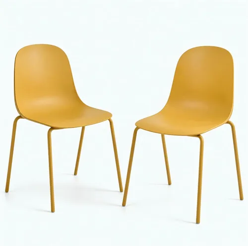 Miniatura 9 de Juego de 4 sillas de comedor negras, sillas de cocina apilables de plástico, silla clásica para interiores y exteriores con patas de metal