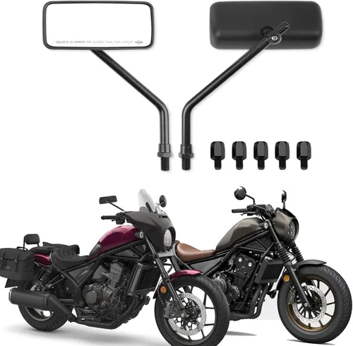 Miniatura 9 de JMTBNO Espejos universales negros para motocicleta de 0.315 in y 0.394 in, espejo lateral plegable compatible con Cruiser Suzuki Honda Victory ATV