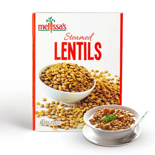 Melissa's Lentejas al vapor, lentejas precocinadas y listas para comer, sin OMG y estables en el estante (paquete de 3)