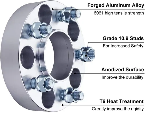 Miniatura 5 de 4 espaciadores de rueda centrados 5x115 de 2 pulgadas con pernos de 0.551 x 0.059 in de diámetro del cubo de 2.815 in compatibles con Dodge 5 Lug