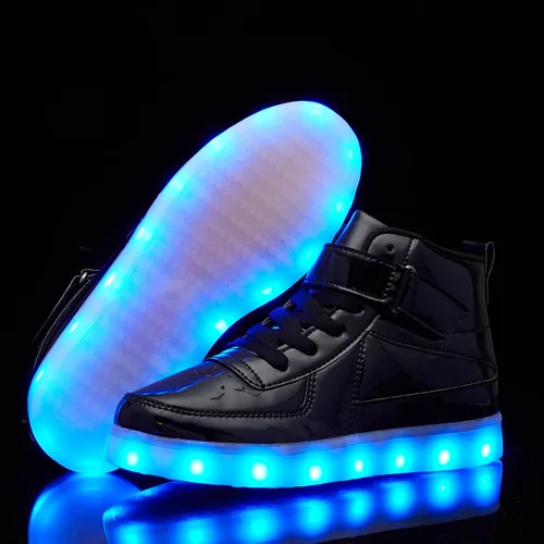Miniatura 4 de Zapatos con luz LED para niños, carga USB, luz intermitente, zapatos deportivos de caña alta para niños y niñas, unisex