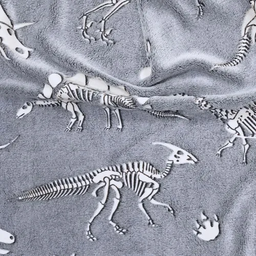 Miniatura 5 de Manta de dinosaurio que brilla en la oscuridad, manta de dinosaurio para niños, franela suave, regalos para amantes de los dinosaurios, mantas