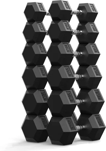 Miniatura 23 de PAPABABE Juego de mancuernas, mancuernas de gimnasio en casa con revestimiento de goma, mancuernas para mujeres y hombres, pesas de mano