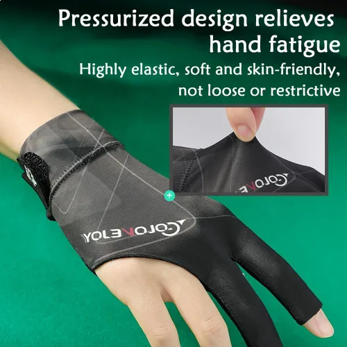 Miniatura 3 de Guantes de billar para mano derecha, guantes de billar de 3 dedos, guantes de billar para taco de piscina, guantes de billar transpirables de secado