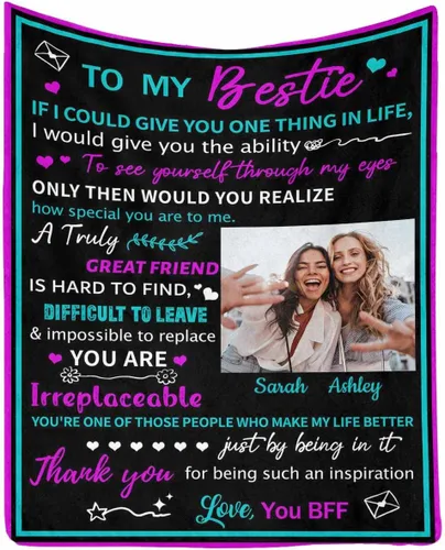 Miniatura 10 de Regalos de cumpleaños para mujeres, manta de amistad personalizada con tus fotos, manta personalizada con mis propias imágenes para hermanas