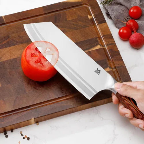 Miniatura 4 de MSY BIGSUNNY Juego de cuchillos de cocina de 7 piezas, acero inoxidable alemán para cuchillos de chef con mango de madera de Pakkawood, juego