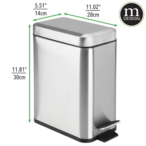 Miniatura 4 de mDesign Cubo de basura rectangular con apertura lateral - Acero inoxidable cepillado