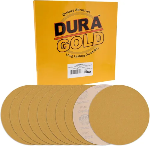 Miniatura 10 de Dura-Gold Discos de lijado de paneles de yeso prémium de 9 pulgadas, grano 60 (caja de 8), discos de papel de lija de alto rendimiento con soporte